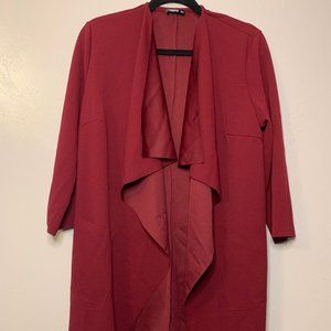 Burgundy 3/4 Sleeve Waterfall Jacket